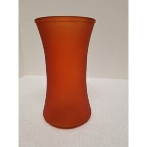 Tall frosted red vase 8" tall 4" open at top item200